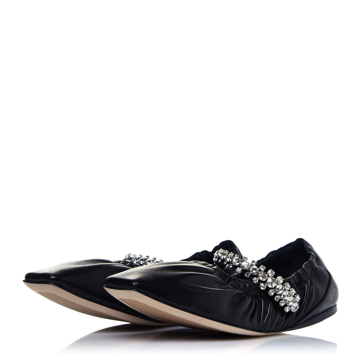 Lambskin Crystal Gai Flats 39 Black