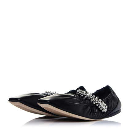 Jimmy Choo Lambskin Crystal Gai Flats 39 Black 5 of 16