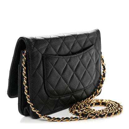 Chanel Caviar Quilted CC Turnlock Wallet On Chain WOC Black 3 of 13
