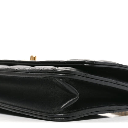 Chanel Lambskin Quilted Sweet Camellia Wallet on Chain WOC Black 11 of 12