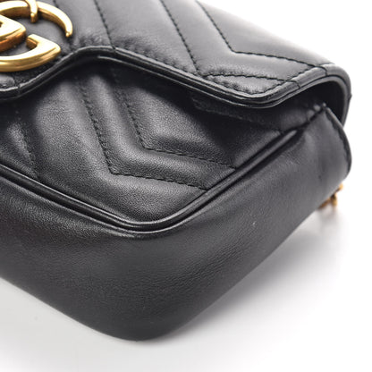 Gucci Calfskin Matelasse Super Mini GG Marmont Shoulder Bag Black 9 of 9