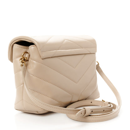 Saint Laurent Calfskin Y Quilted Monogram Toy Loulou Crossbody Bag Dark Beige 3 of 11