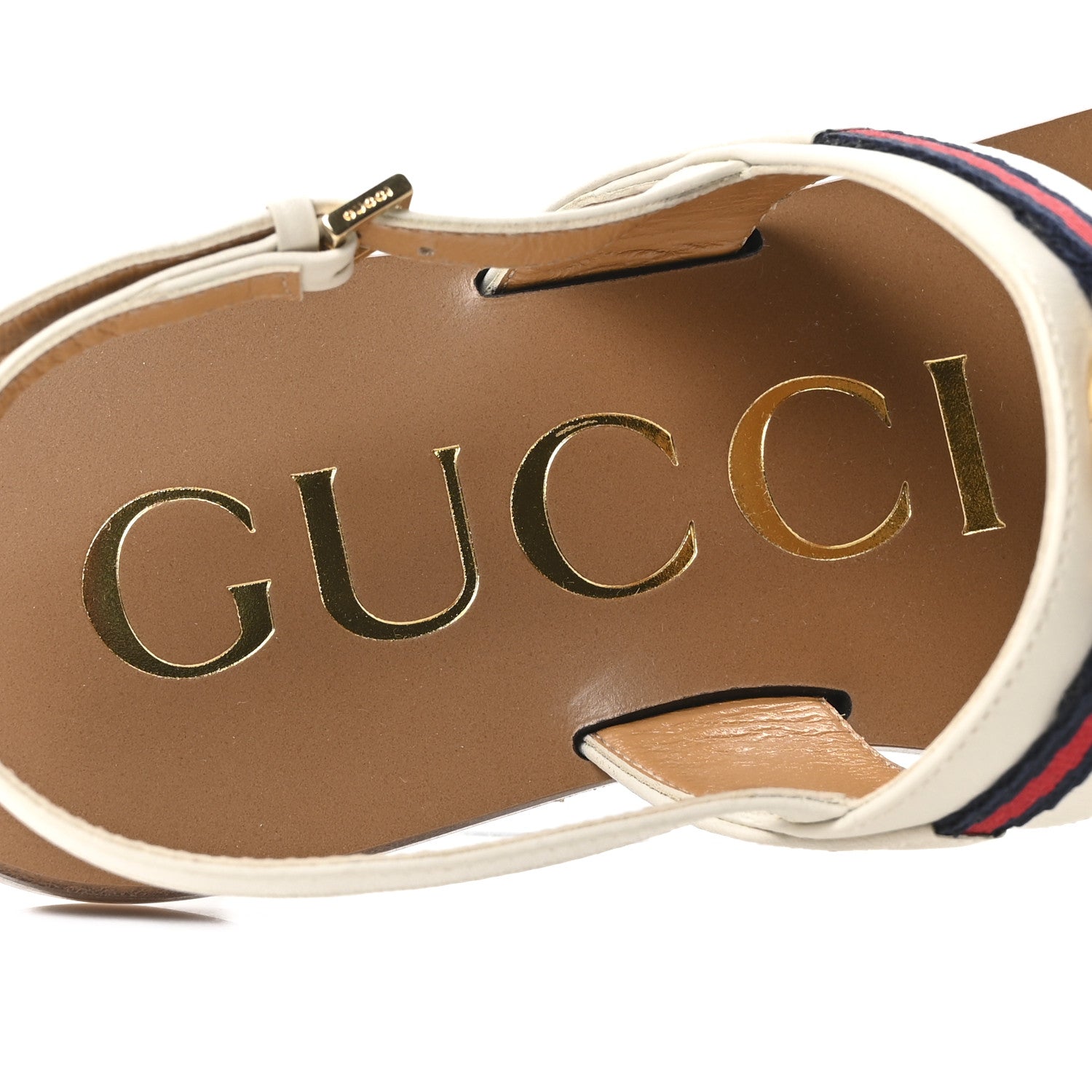 Gucci Cosmos Softy Nylon Web Interlocking G Womens New Kika Thong Sandals 37.5 Mystic White Blue Red 8 of 9