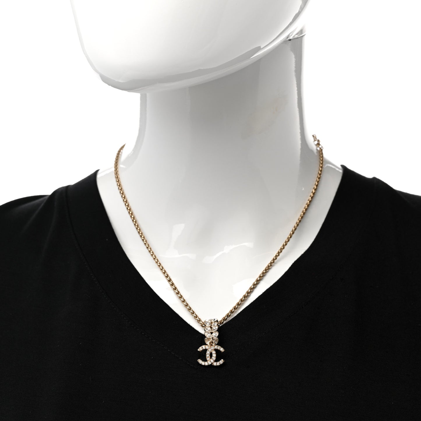 Crystal CC Pendant Necklace Gold