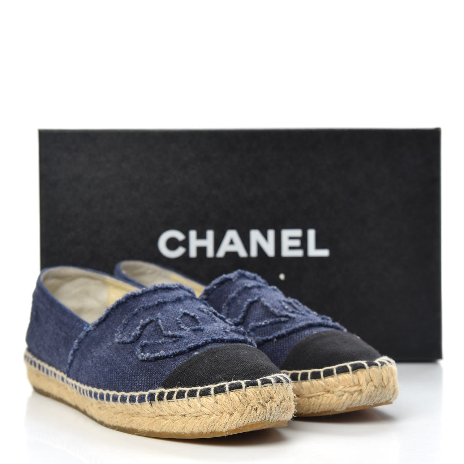 Chanel Linen CC Espadrilles 38 Blue Black 10 of 10