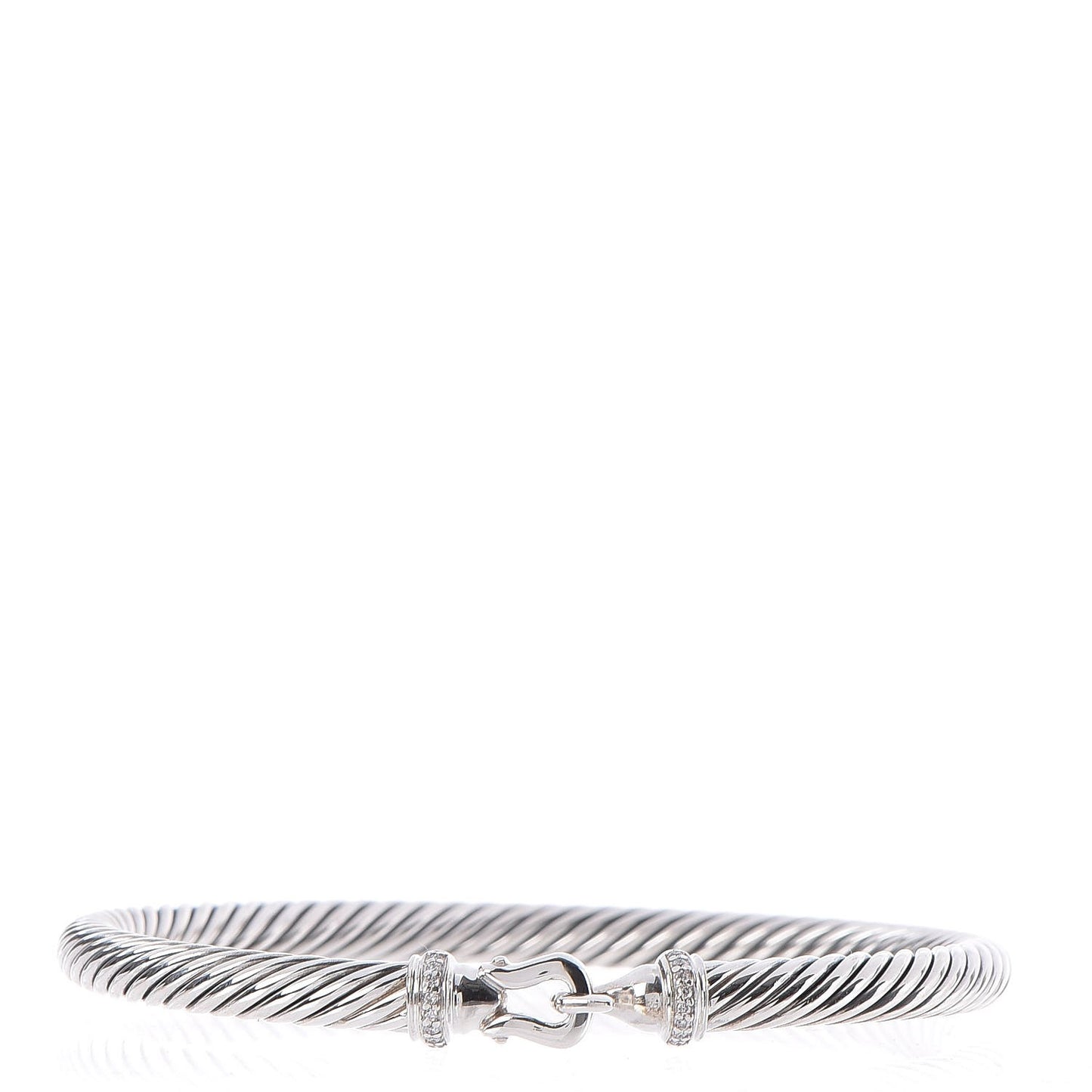 Sterling Silver Diamond 5mm Cable Buckle Bracelet
