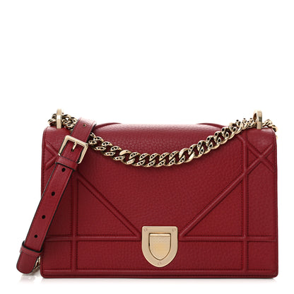 Christian Dior Grained Calfskin Medium Diorama Flap Bag Red 1 of 11