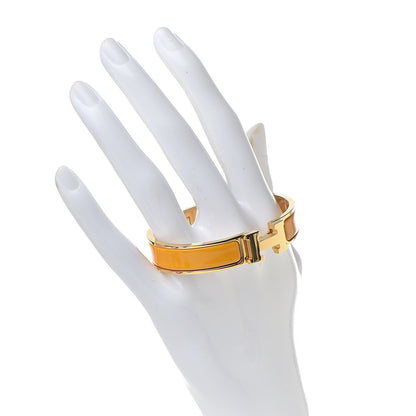 Hermes Enamel Narrow Clic Clac H Bracelet PM Jaune Madras 2 of 6