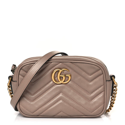 Gucci Calfskin Matelasse Mini GG Marmont Chain Shoulder Bag Porcelain Rose 1 of 9