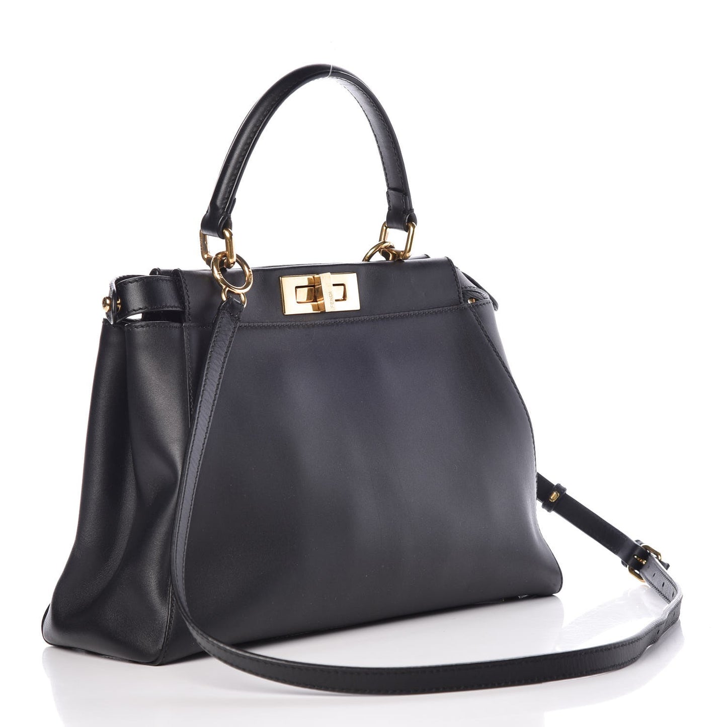 Vitello Morgan Shiny Nappa Medium Peekaboo Iconic Satchel Black