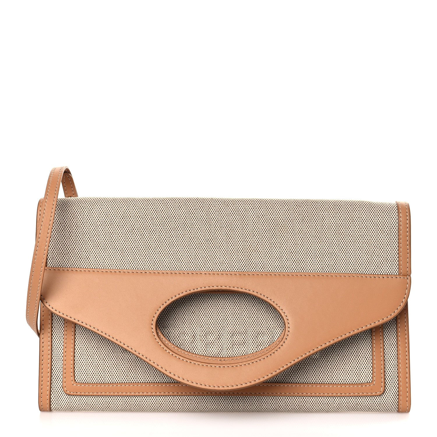 Burberry Canvas Smooth Calfskin Two Tone Pocket Bag Soft Fawn Warm Sand 1 of 9