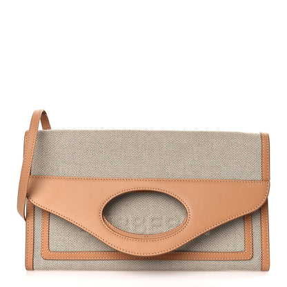 Burberry Canvas Smooth Calfskin Two Tone Pocket Bag Soft Fawn Warm Sand 1 of 9