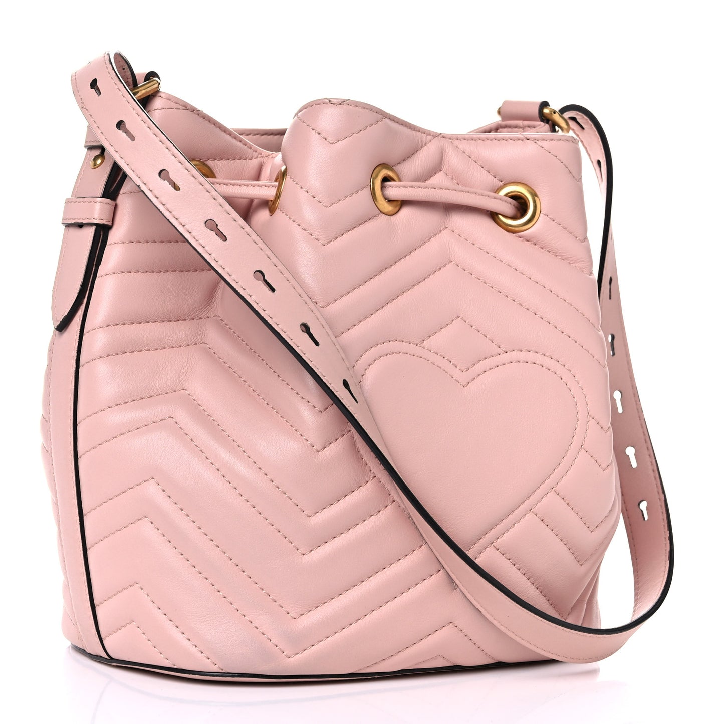 Calfskin Matelasse Sylvie Web GG Marmont Bucket Bag Perfect Pink
