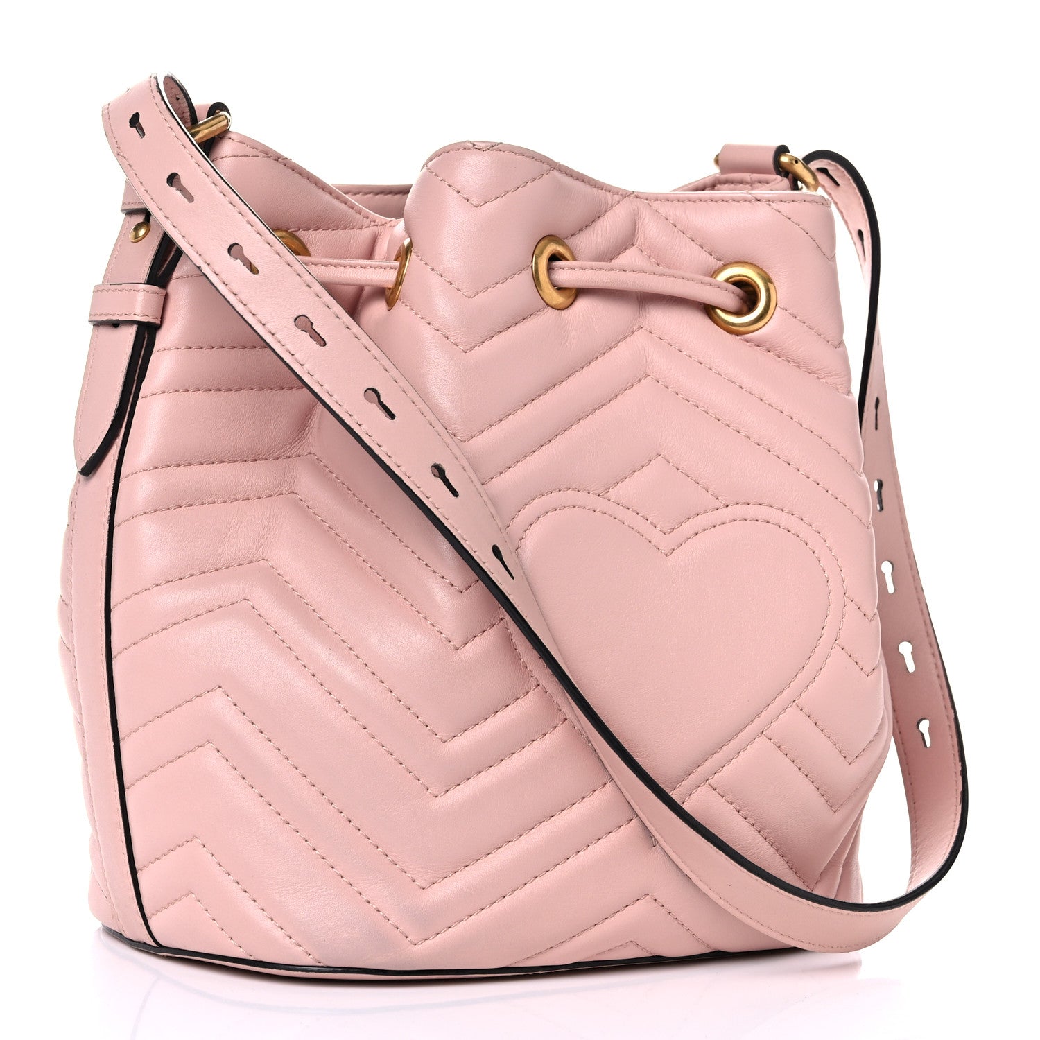 Gucci Calfskin Matelasse Sylvie Web GG Marmont Bucket Bag Perfect Pink 3 of 17