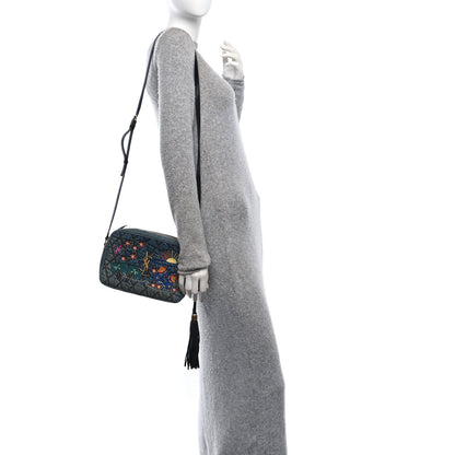 Saint Laurent Denim Matelasse Quilted Summer Embroidered Classic Monogram Camera Bag Blue 2 of 10