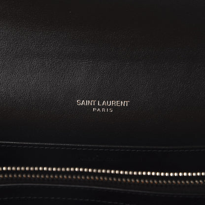 Saint Laurent Calfskin Crocodile Embossed Monogram Uptown Crossbody Black 6 of 10