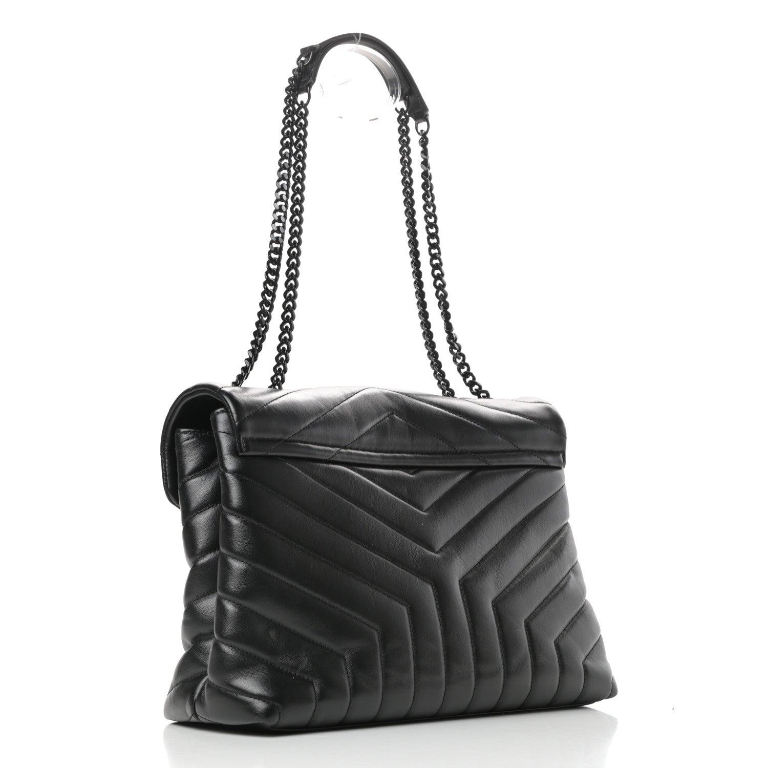 Saint Laurent Calfskin Y Quilted Monogram Medium Loulou Chain Satchel Black 3 of 10