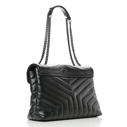 Saint Laurent Calfskin Y Quilted Monogram Medium Loulou Chain Satchel Black 3 of 10