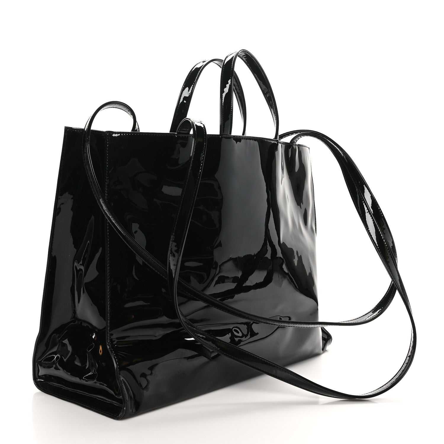 Telfar Patent Vegan Leather Large Shopping Bag Black 2 of 10
