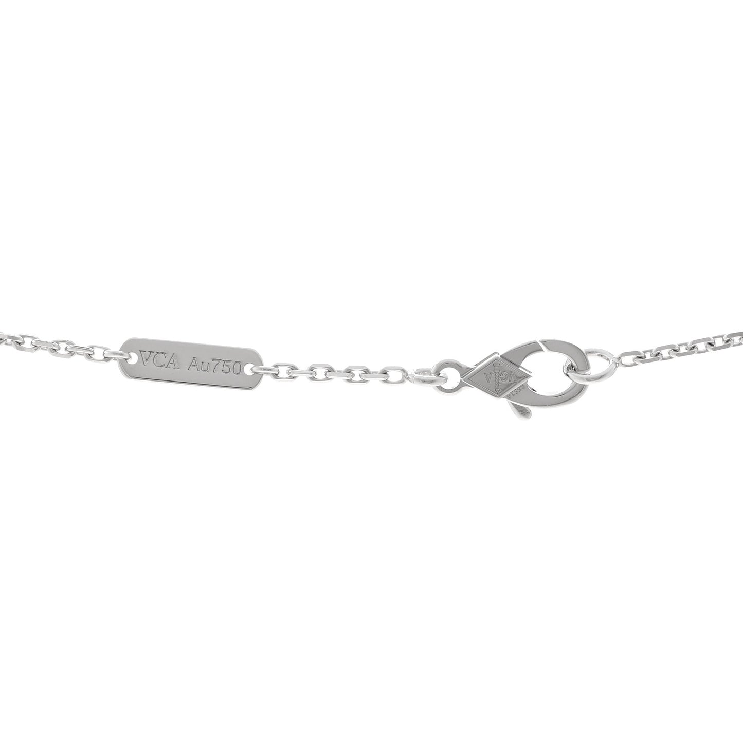 18K White Gold Guilloche Vintage Alhambra Pendant Necklace