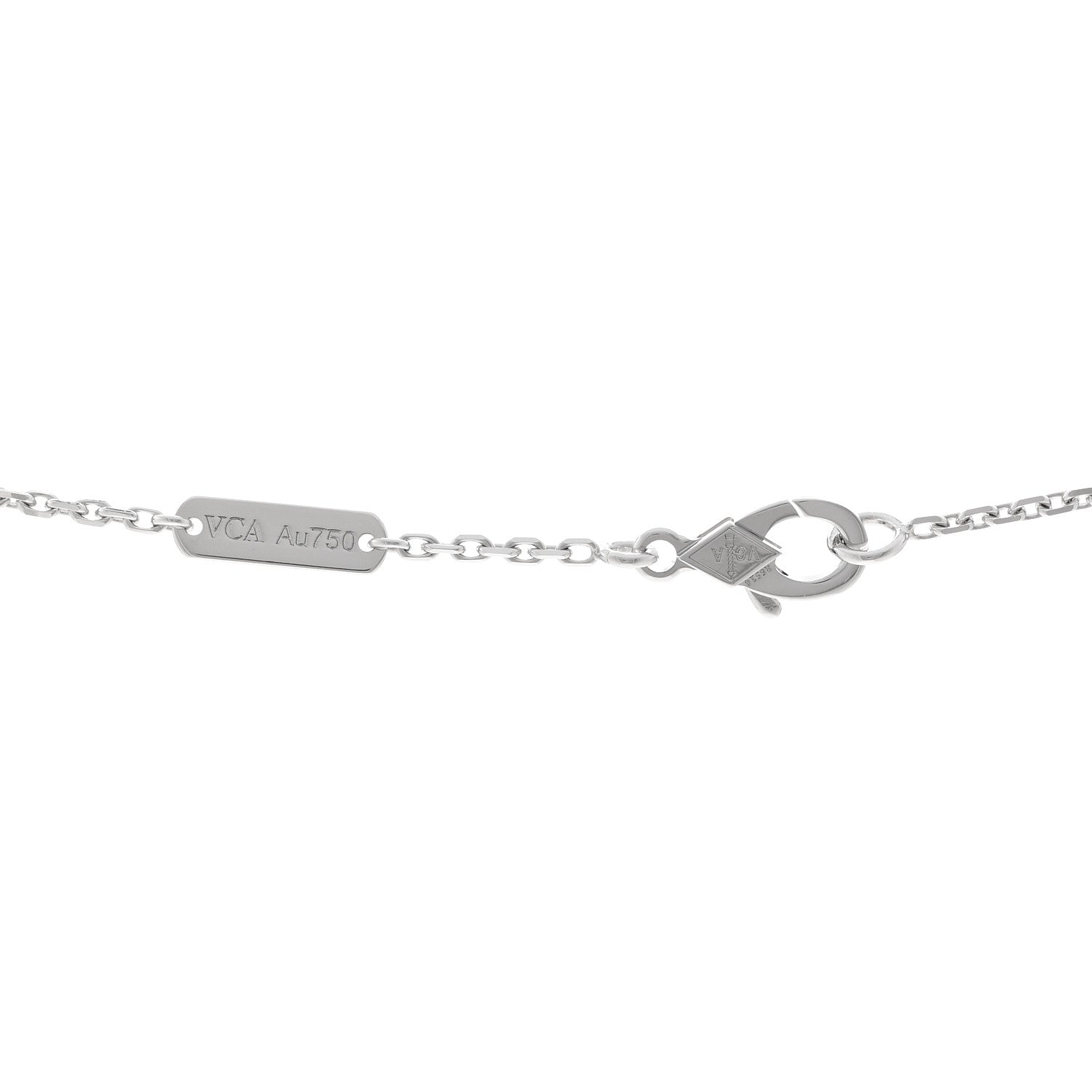 Van Cleef & Arpels 18K White Gold Guilloche Vintage Alhambra Pendant Necklace 4 of 5