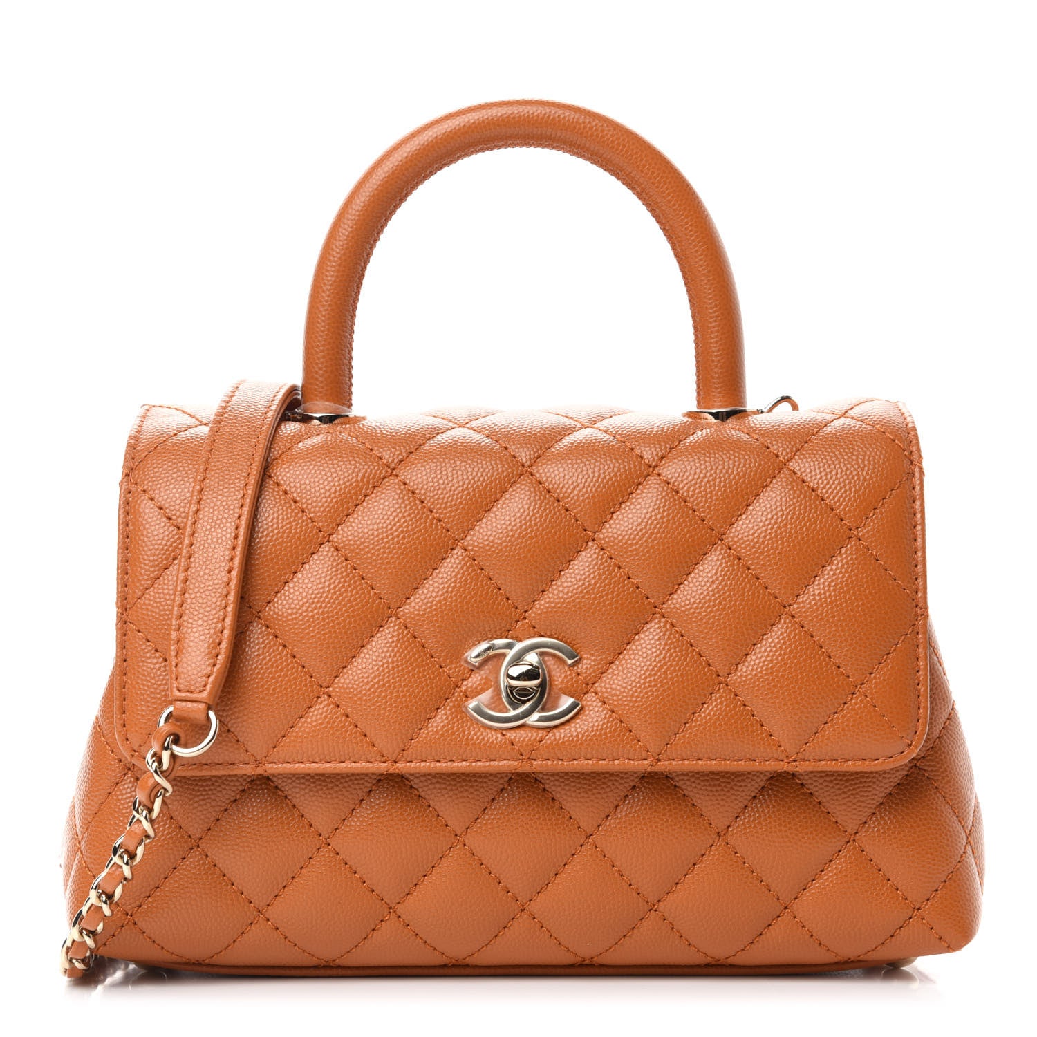 Chanel Caviar Quilted Mini Coco Handle Flap Light Brown 1 of 11
