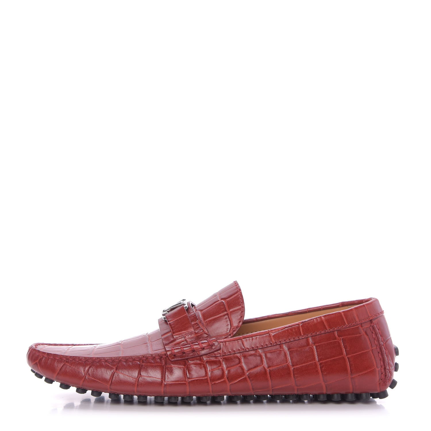 Louis Vuitton Alligator Hockenheim Moccasin Loafers 11 Red 1 of 9