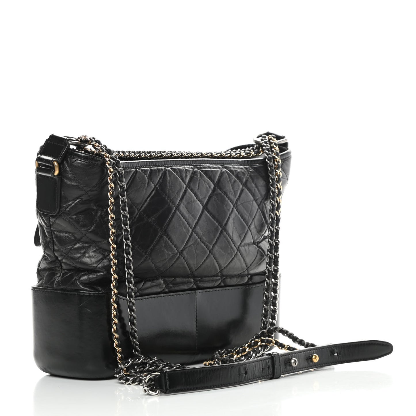 Aged Calfskin Quilted Medium Gabrielle Hobo Black