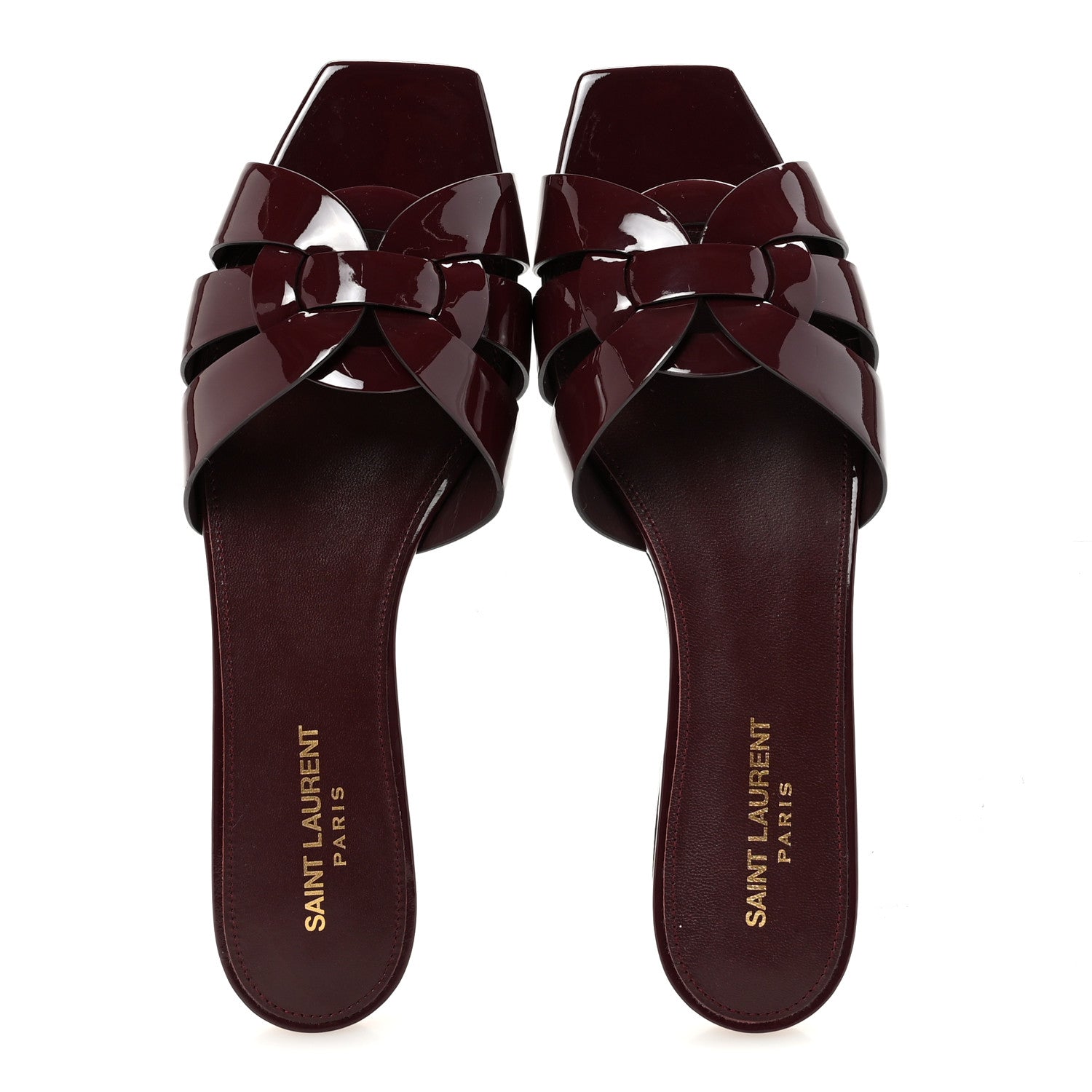 Saint Laurent Patent Tribute 05 Slide Sandals 40 Burgundy 2 of 9