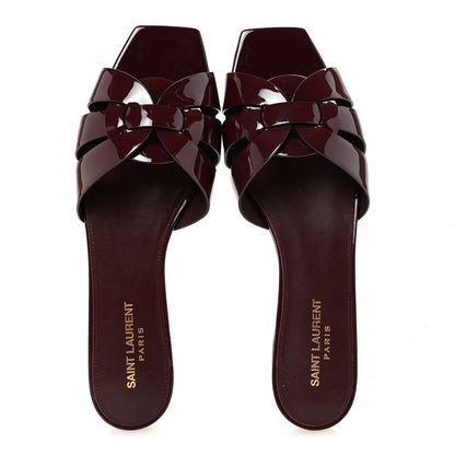 Saint Laurent Patent Tribute 05 Slide Sandals 40 Burgundy 2 of 9