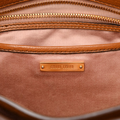 Miu Miu Goatskin Madras Shoulder Bag Cuoio 6 of 16