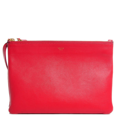 Celine Lambskin Large Trio Crossbody Bag Vermillion 1 of 8