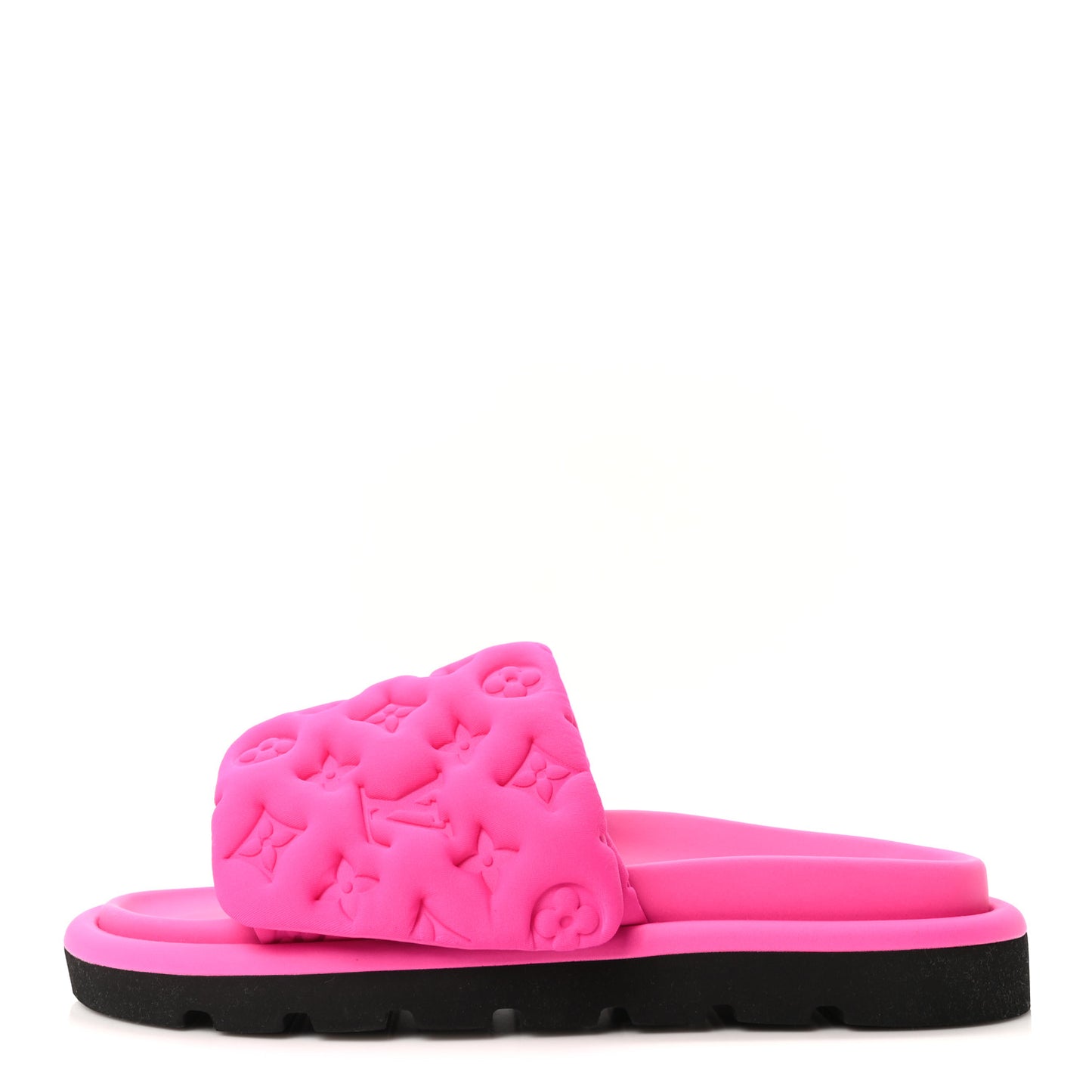 Technical Fabric Embossed Monogram Pool Pillow Comfort Mules 41 Fuchsia