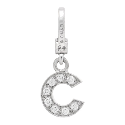 Chanel 18K White Gold Diamond C Charm 1 of 3