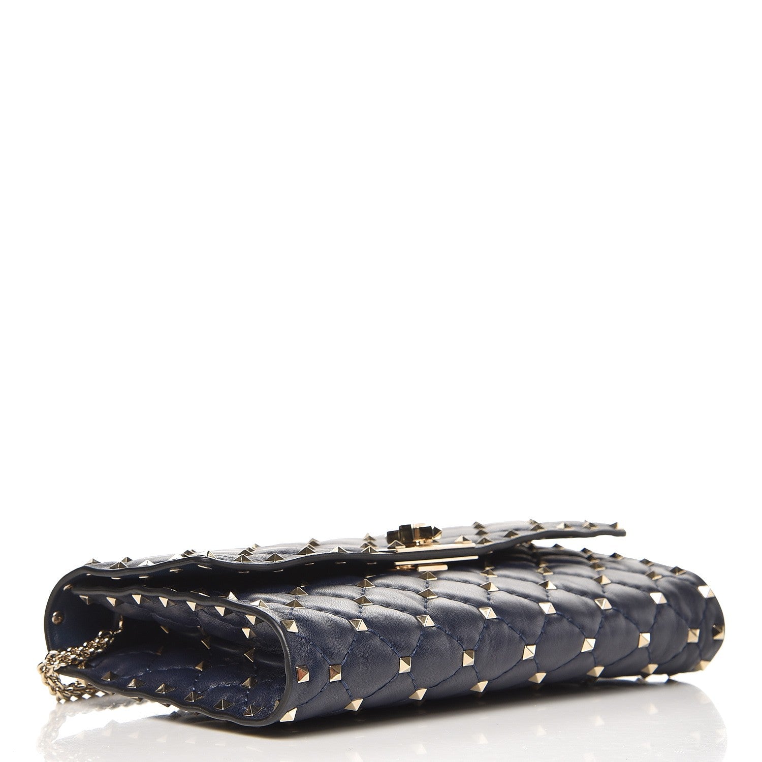 Valentino Garavani Nappa Rockstud Spike Wallet on Chain Marine 4 of 7