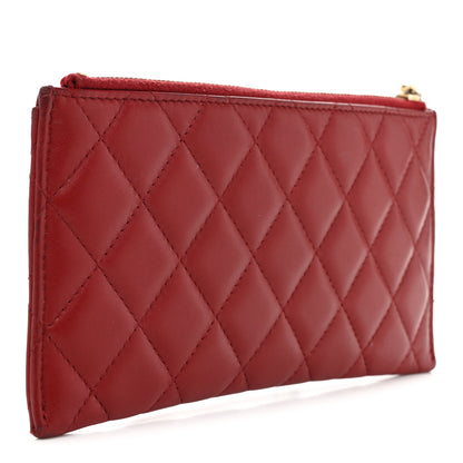 Chanel Lambskin Enamel Quilted Classic Zip Pouch Red 3 of 8
