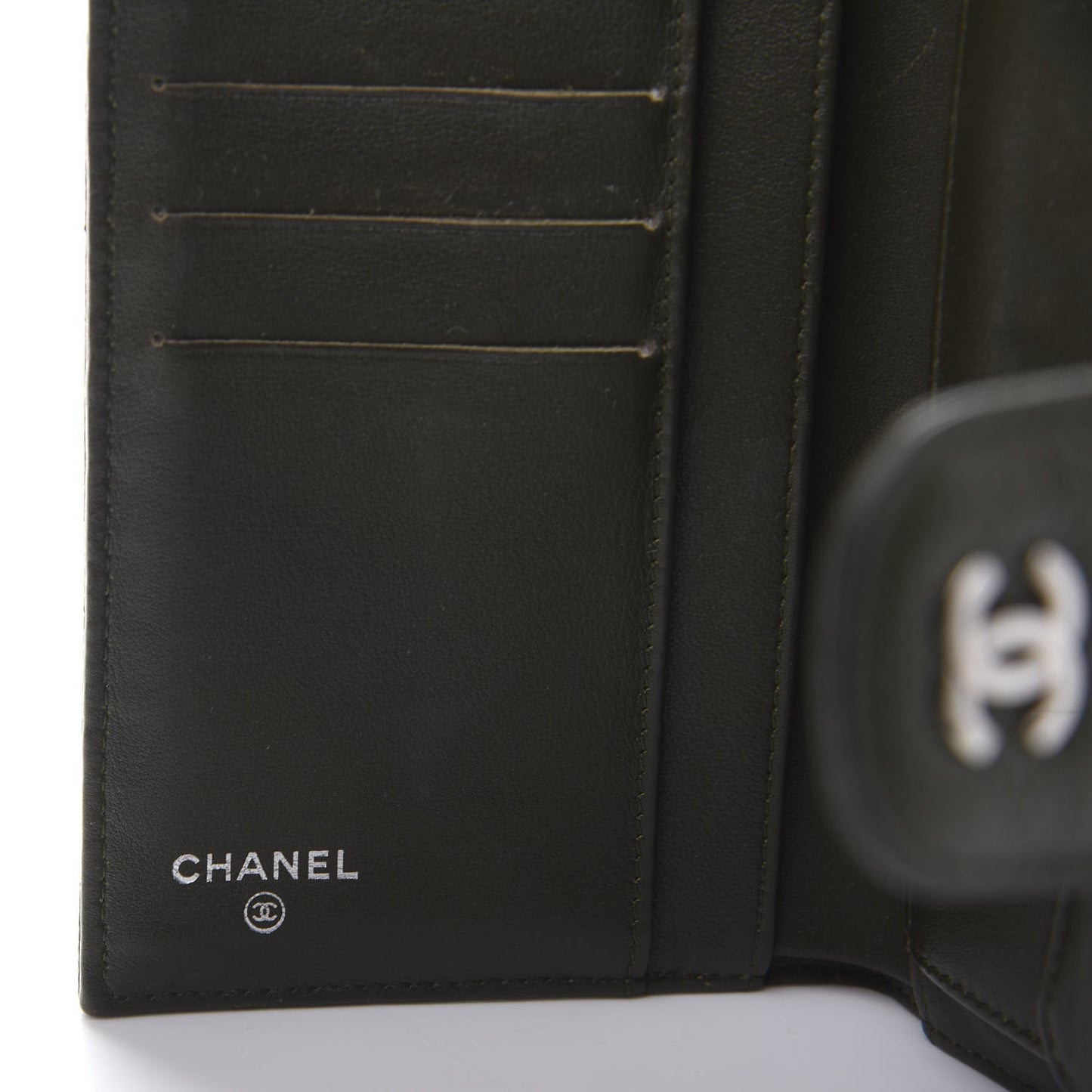 Caviar Quilted Large Flap Wallet Dark Green