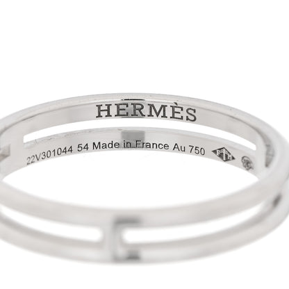 Hermes 18K White Gold Ariane Wedding Band Ring 54 7 4 of 5