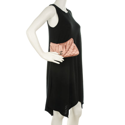 Chanel Satin Quilted Flap Clutch Pink 2 of 7