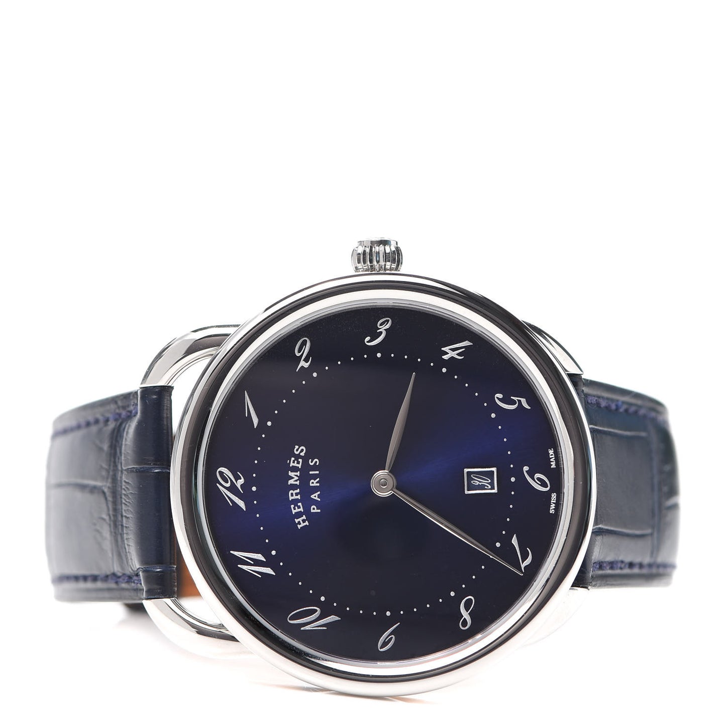 Stainless Steel Alligator 40mm Arceau Quartz Watch Bleu Abysse
