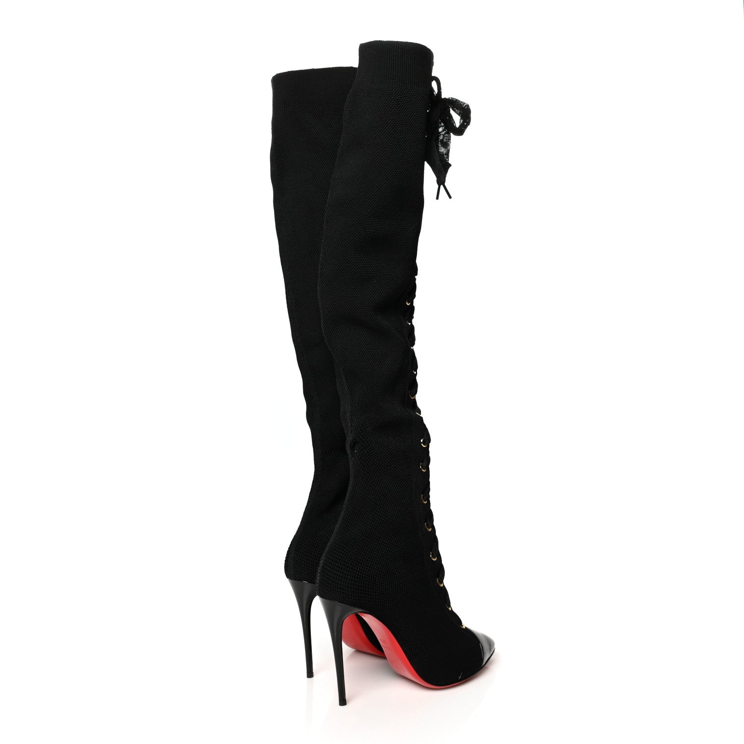 Christian Louboutin Patent Maille Tricot Frenchie 100 Sock Boots 37.5 Black 4 of 7