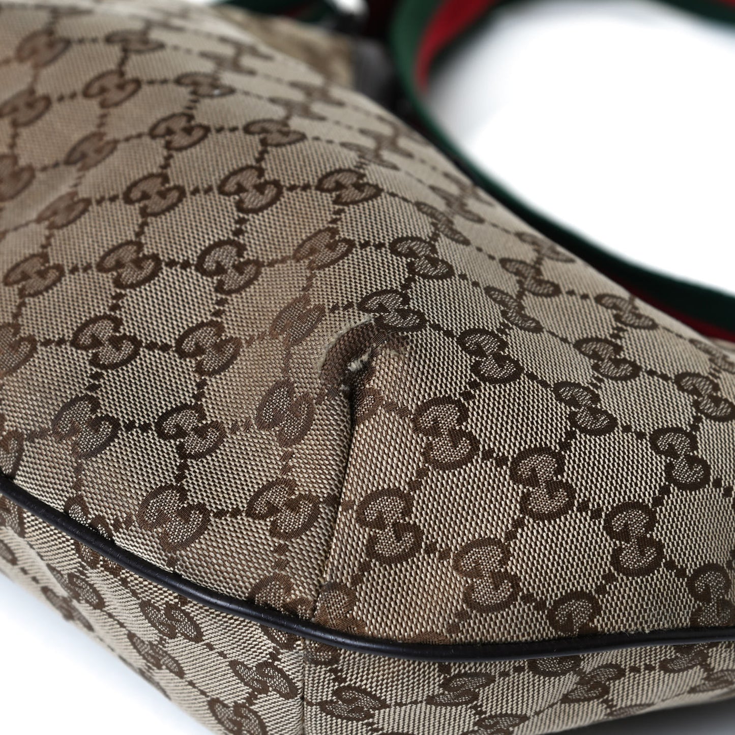 Monogram Web Medium Half Moon Hobo Dark Brown