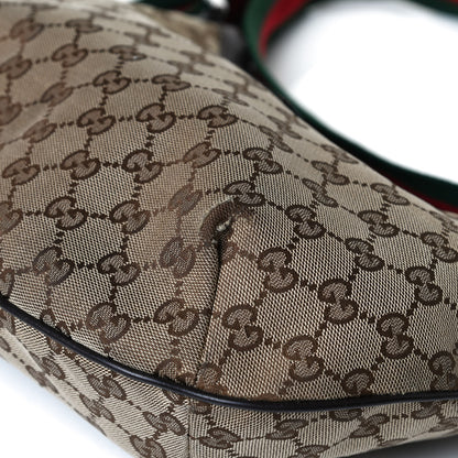 Gucci Monogram Web Medium Half Moon Hobo Dark Brown 11 of 15