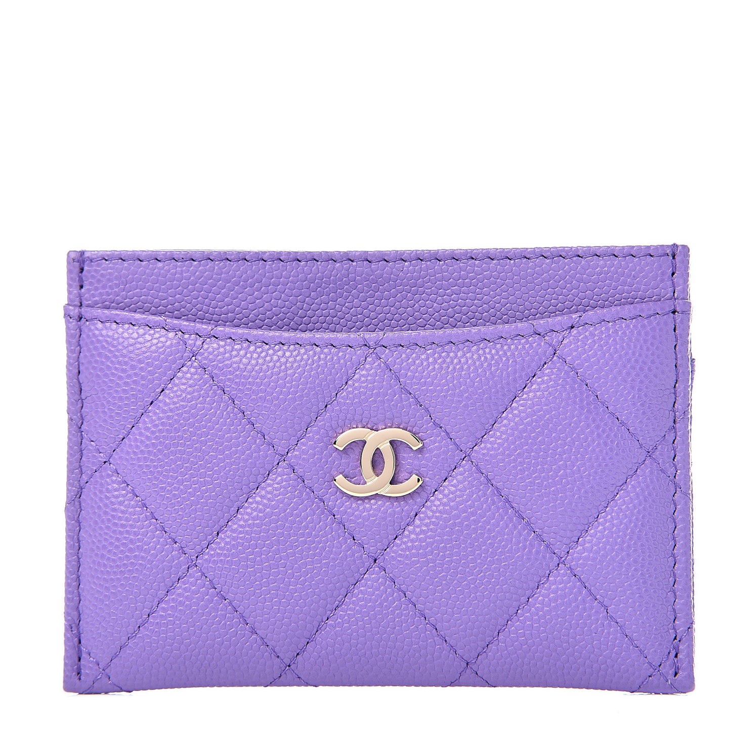 Caviar Quilted Card Holder Purple