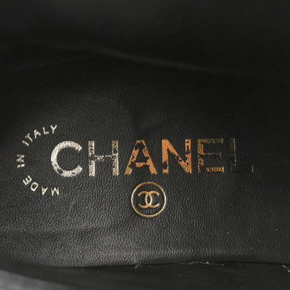 Chanel Shiny Goatskin Calfskin Quilted Lace Up Combat Boots 40 Black 7 of 8