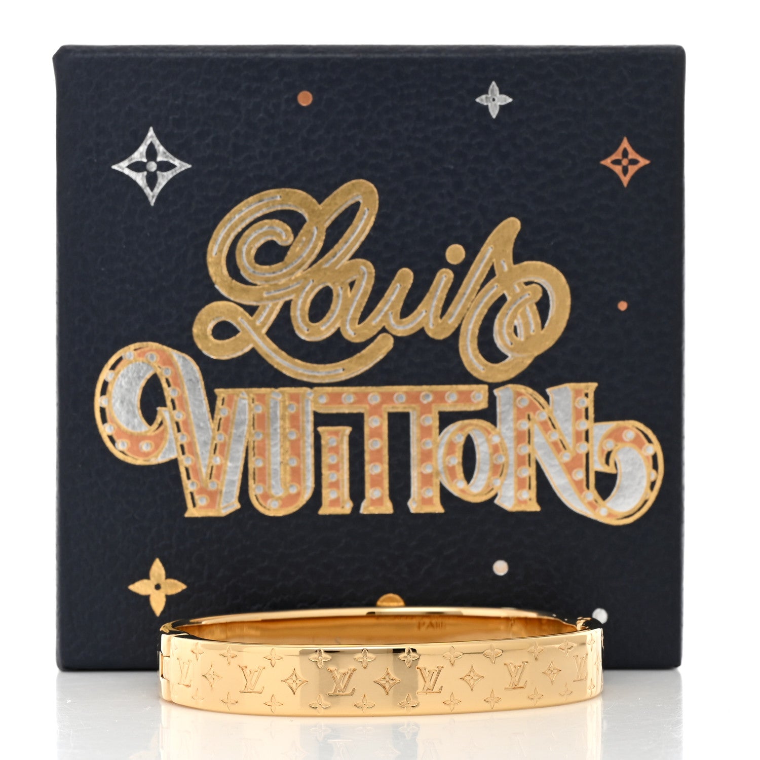 Louis Vuitton Brass Monogram Nanogram Cuff S Gold 6 of 6