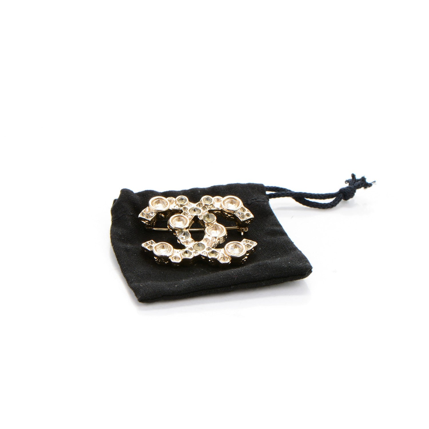 Chanel Crystal CC Brooch Pale Gold 6 of 6