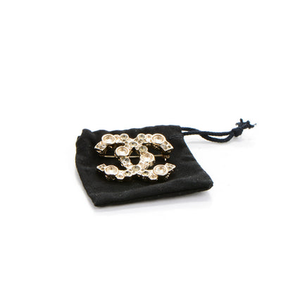 Chanel Crystal CC Brooch Pale Gold 6 of 6