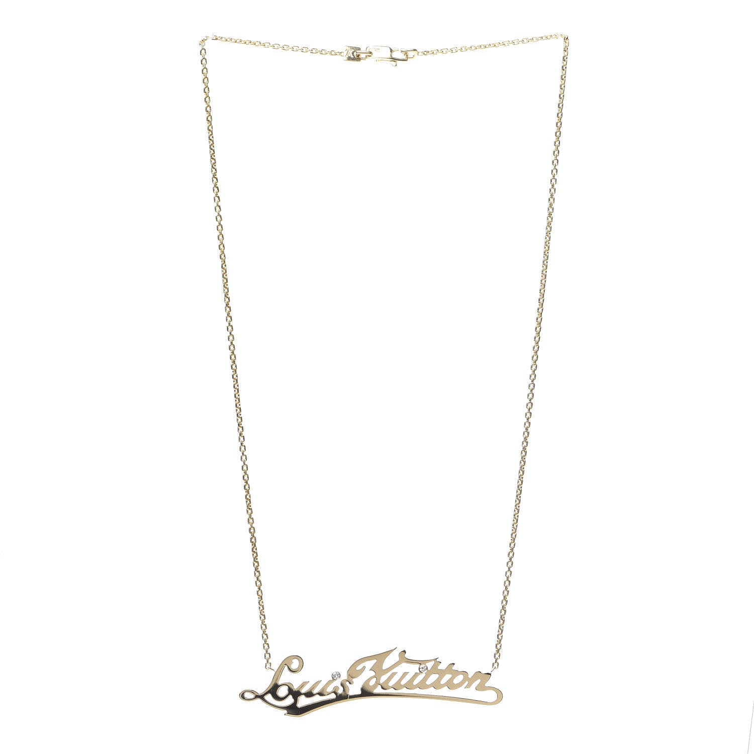 Louis Vuitton 18K Yellow Gold Diamond ID Nameplate Necklace 3 of 5