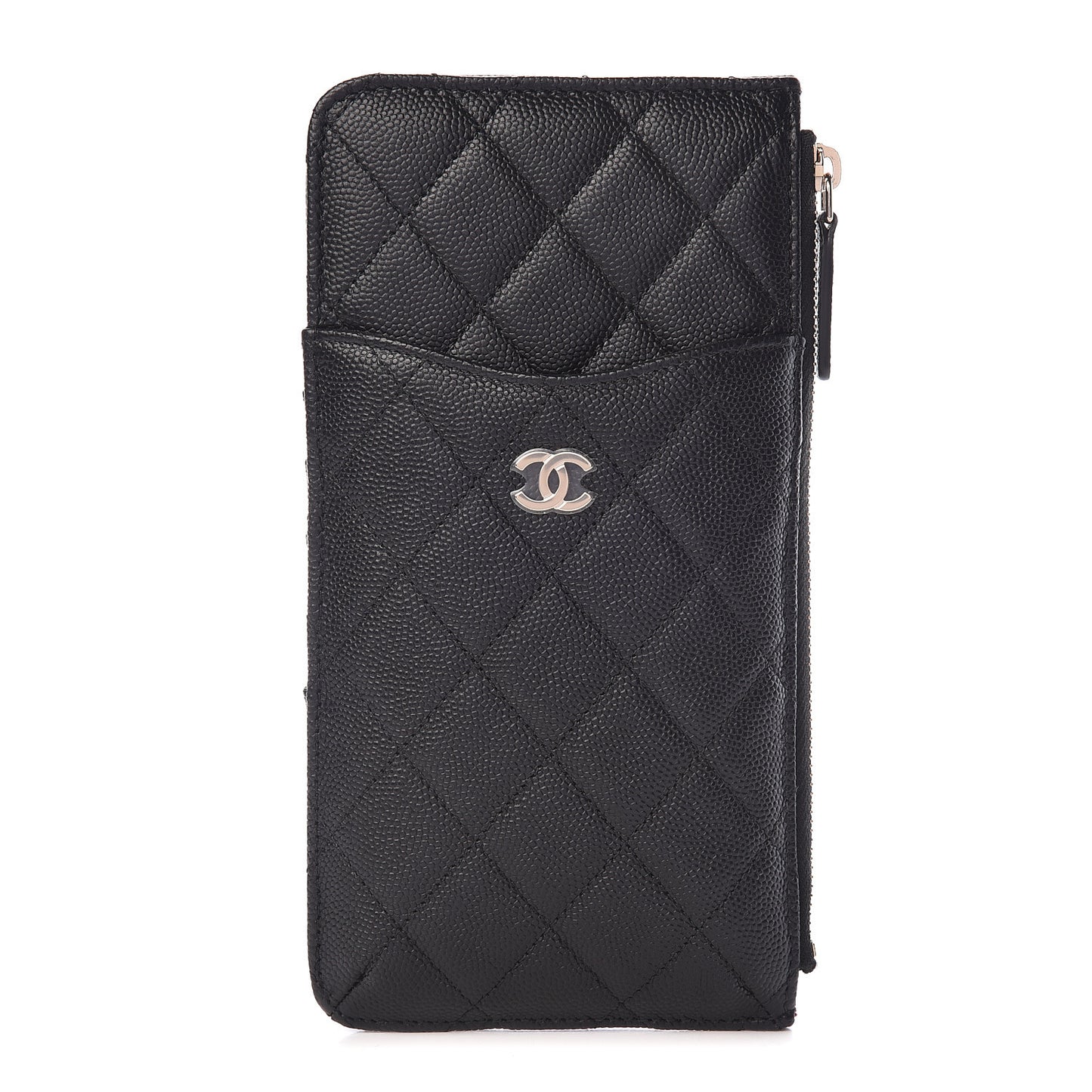 Caviar Quilted Classic Flat Wallet Pouch Black